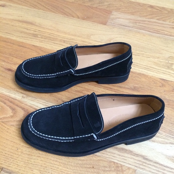 mens black leather driving loafers